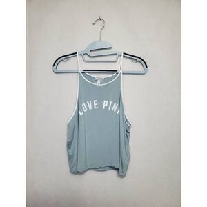Victoria's Secret PINK Super Soft Sage Green High Neck Semi Crop Tank Top Modal